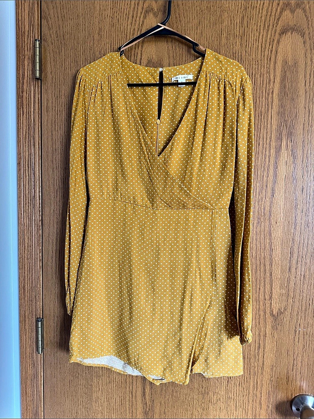 mi ami Polka Dot Mini Romper in Yellow & White Size Small
